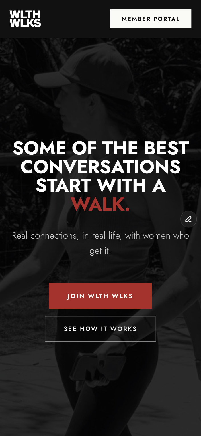 WLTH WLKS mobile landing page